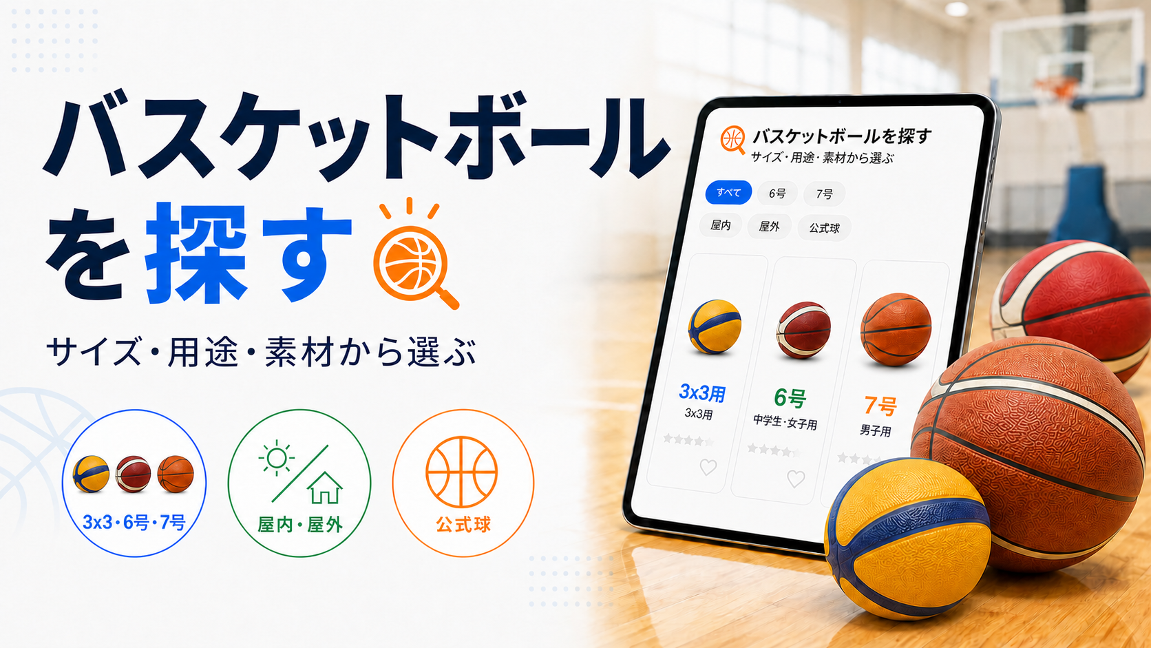 おすすめのバスケットボールを探す｜5号・6号・7号の違いと公式球・人気メーカーの選び方